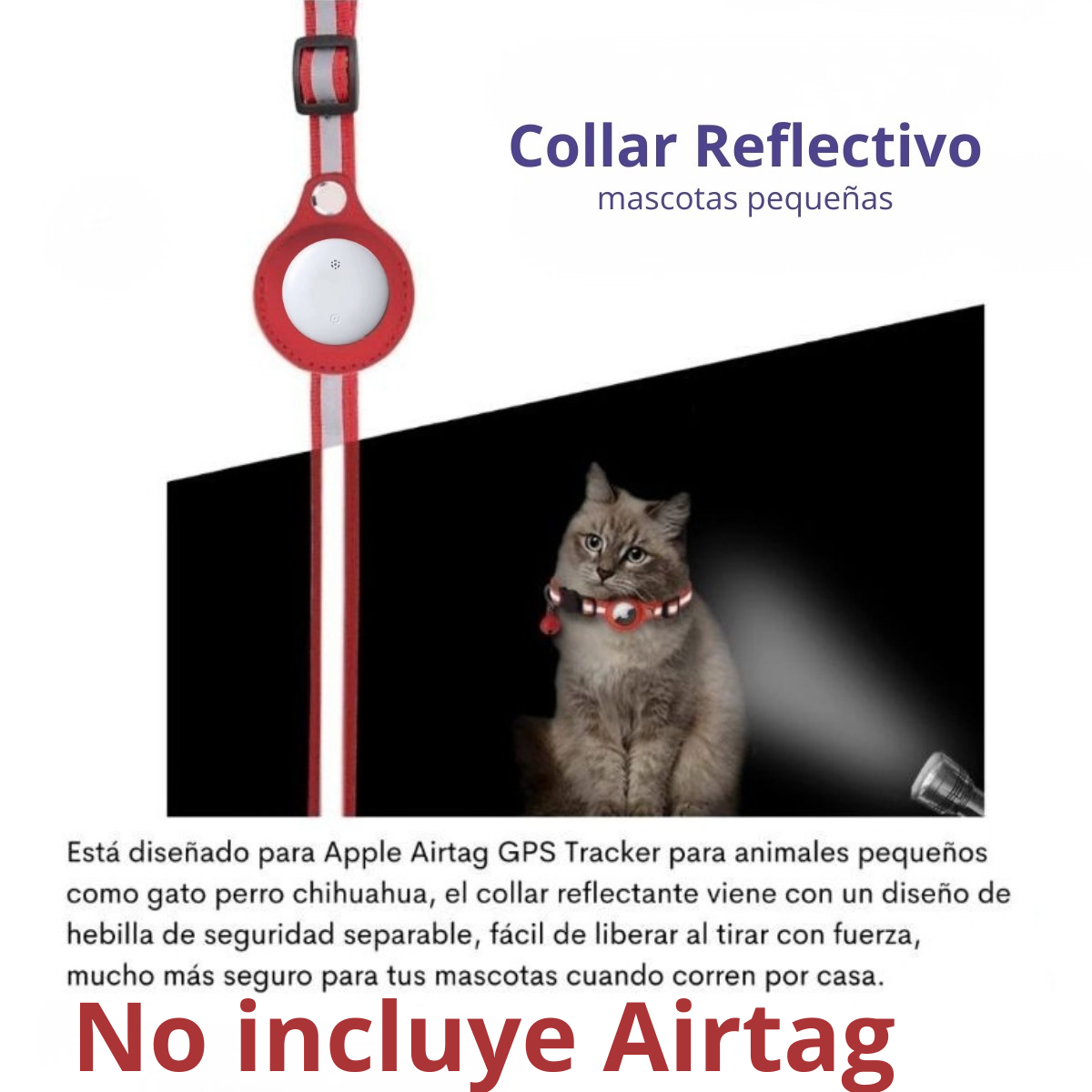 🐾Collar Reflectante con Funda para AirTag🐾