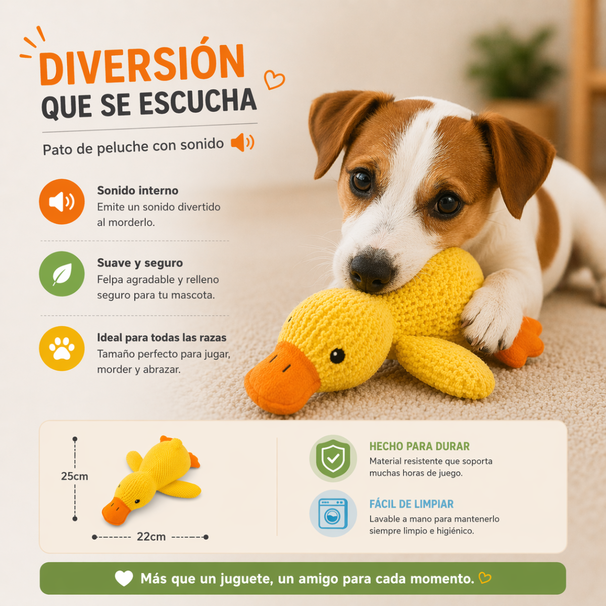 Pato de Peluche para Perro con Sonido