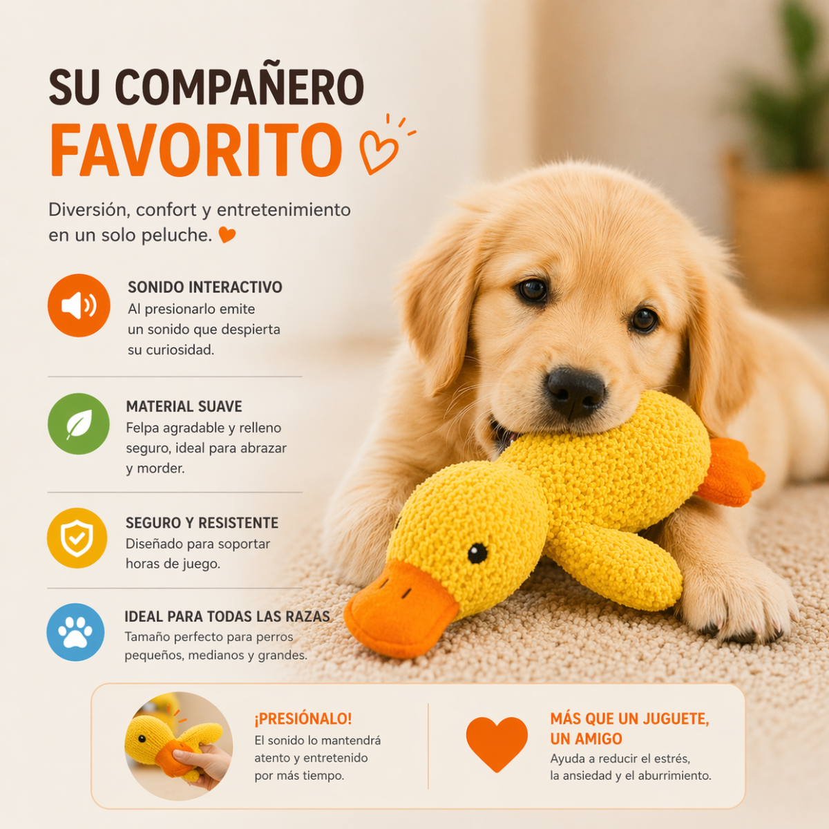 Pato de Peluche para Perro con Sonido