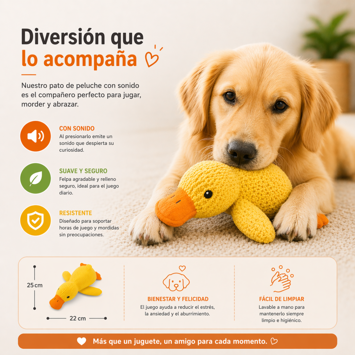 Pato de Peluche para Perro con Sonido