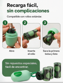 Dispensador de Bolsas para Excrementos de Mascotas
