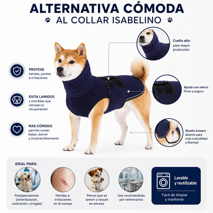 Faja Post Operatorio para Perro Anti Lamido y protección de Ruido
