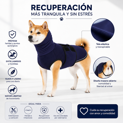 Faja Post Operatorio para Perro Anti Lamido y protección de Ruido