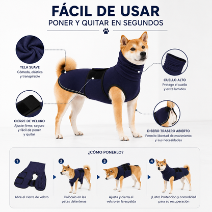 Faja Post Operatorio para Perro Anti Lamido y protección de Ruido
