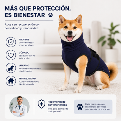 Faja Post Operatorio para Perro Anti Lamido y protección de Ruido
