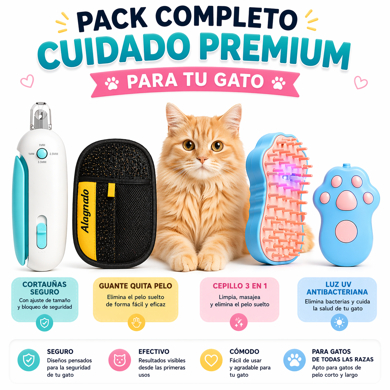 Aseo y Cuidado Para tu Gato Combo Premium
